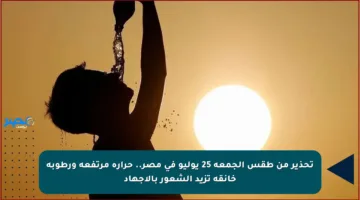 تحذير من طقس الجمعة 25 يوليو في مصر.. حرارة مرتفعة ورطوبة خانقة تزيد الشعور بالإجهاد